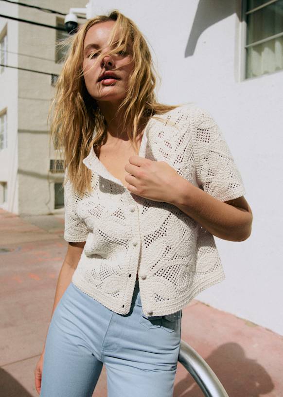 Norissa Shirt - Navy Lace - Organic Cotton - Sézane