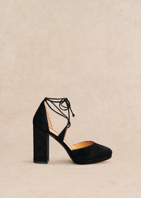 Alessia High Mary Janes - Black - Suede goatskin leather - Sézane