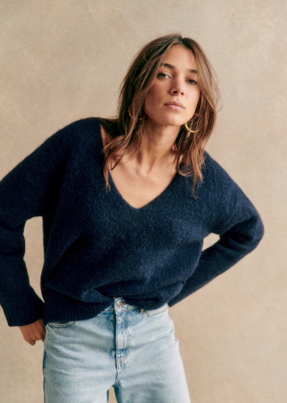 Pull SEZANE En Mohair Et Alpaga - Taille L, Rose, Cache-cœur, Neuf Sans étiquette