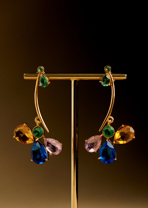 関税送料無【sezane】Gioピアス 真鍮&ガラス マルチカラー Gio Earrings - Sea Green/ Multlicolored - Glass - Sézane