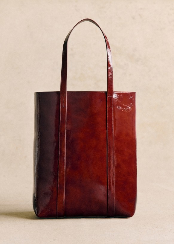 The Tote Patent Red Bovine leather Sezane