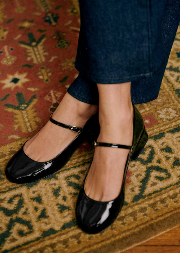 Angelique Mary Janes - Patent Black - Bovine leather - Sézane