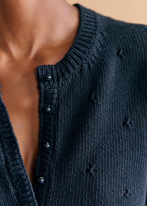 Kyle Cardigan - Navy - Organic cotton - organic textile - Sézane