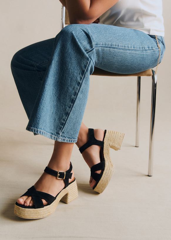 Manon エスパドリーユ - ブラック - スプリットカウハイドレザー - Sézane