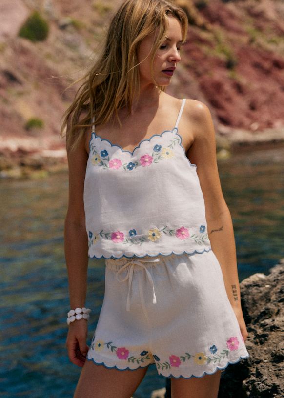 Matilio Shorts - Blue bouquet Print - Organic Cotton - Sézane