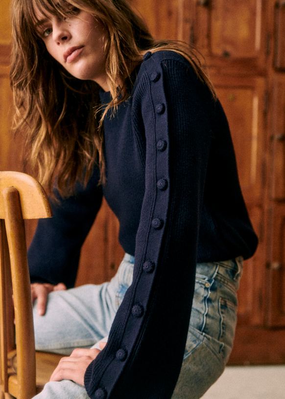 【2025春夏新色】 Jumper Adel - Sézane - Wool Merino - Ecru トップス