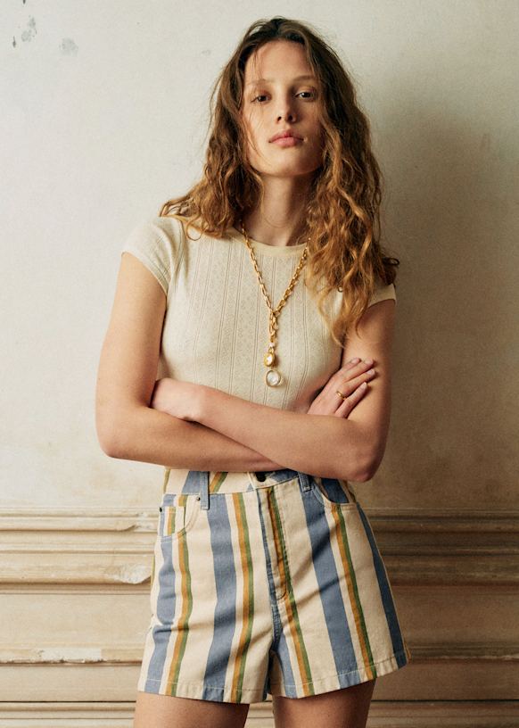 Short Le City - Rayures Bleu Ecru Jaune