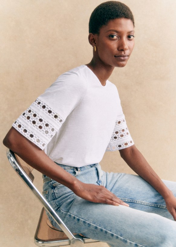 Hortense T Shirt Ecru Organic cotton organic textile Sezane