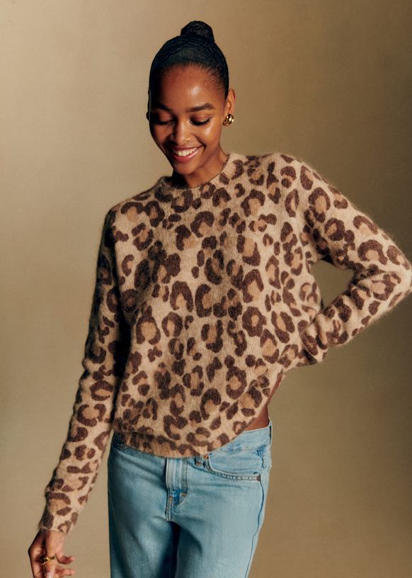 Gina Jumper - Leopard Print Pale Background - Kid mohair - Sézane