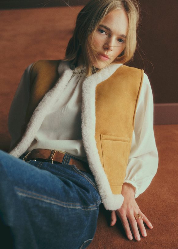 Ayana Jacket - Cream Beige - Lamb leather - Sézane