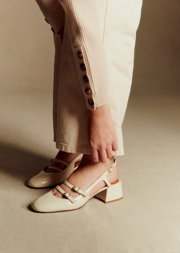 美品 SEZANE セザンヌ PAULA ベイビーズ ストラップ パンプス Paula Babies - Patent Black - Patent goatskin leather - Sézane