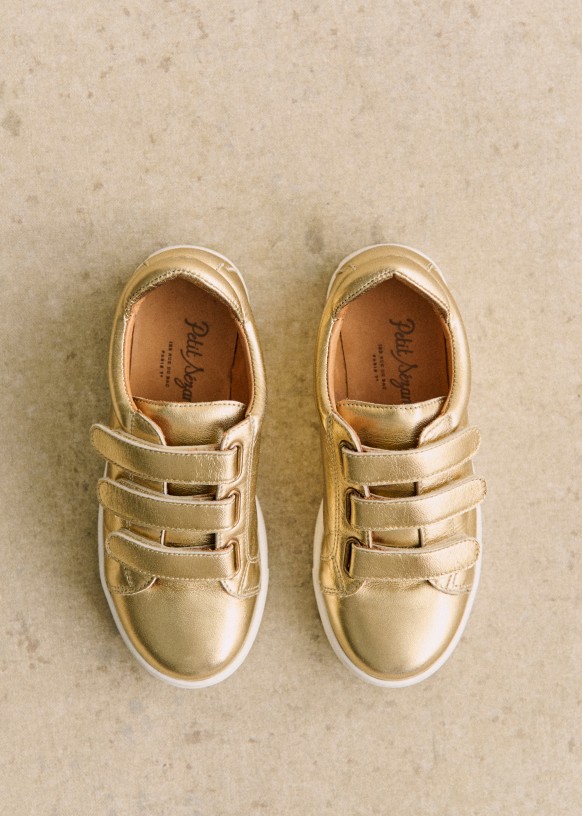 Jack Sneakers - Smooth Gold - Crackled metallic goatskin leather