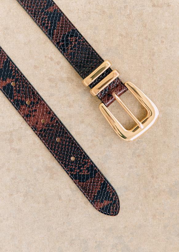 Oria Belt Brown Python Print Bovine leather Octobre Éditions