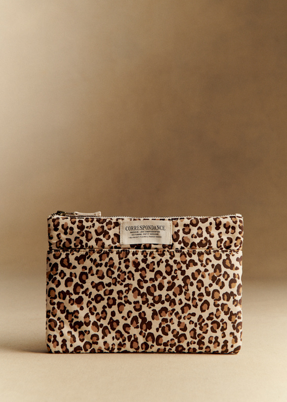 マキシフラットポーチ - レオパード - コットン - Sézane