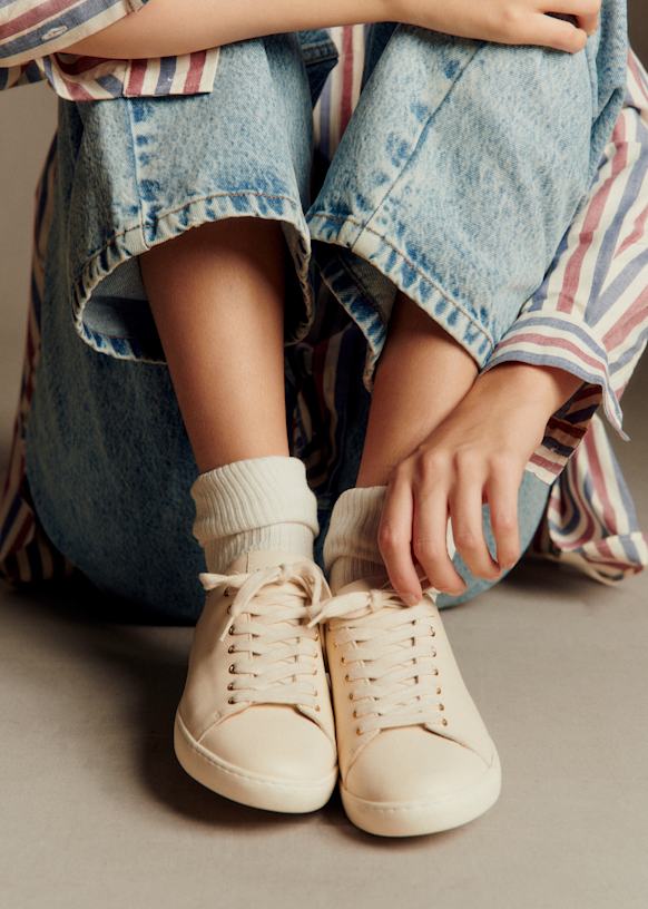 Jack Trainers - Smooth Ecru - Smooth cowhide leather - Sézane