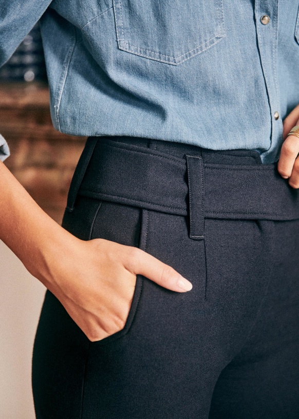 César パンツ - ネイビー - ウール混紡 - Sézane