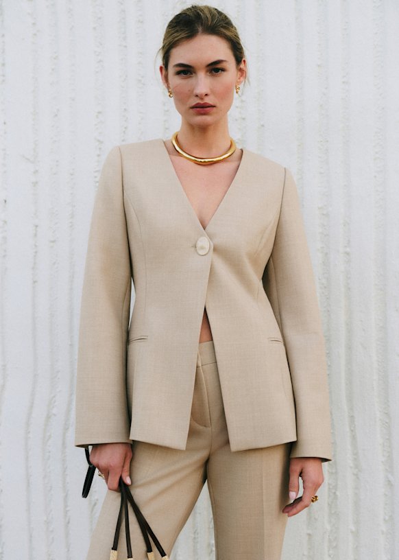 Annetta ジャケット - メランジベージュ - GRS認定リサイクル