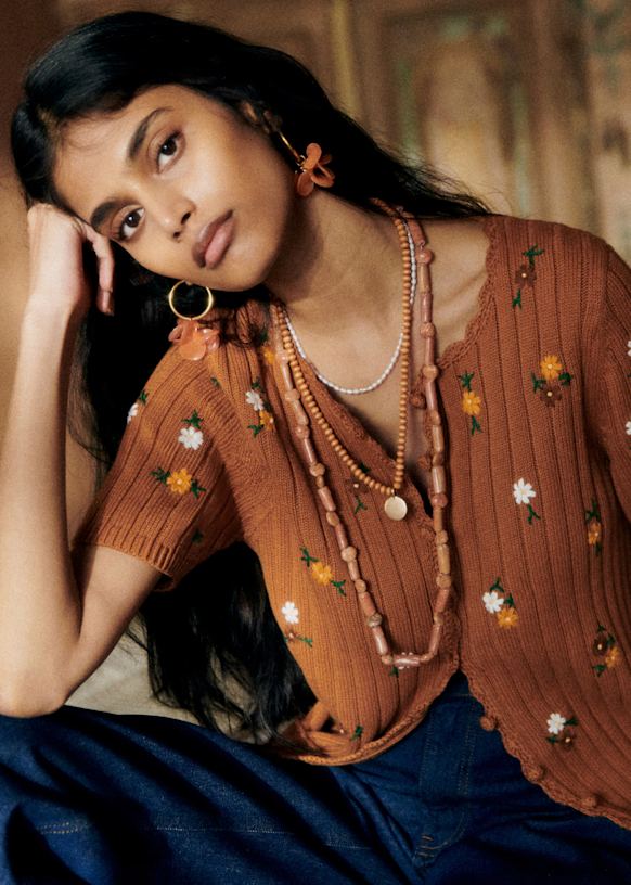 カーディガン Ilane - キャメル - オーガニックコットン