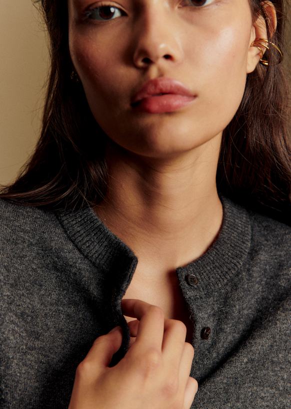 Lisa Cardigan - Charcoal Grey - Yak Wool - Sézane