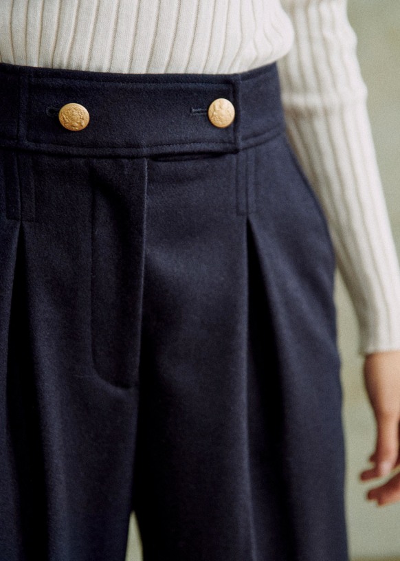 Auguste Trousers - Navy - Recycled wool - Sézane
