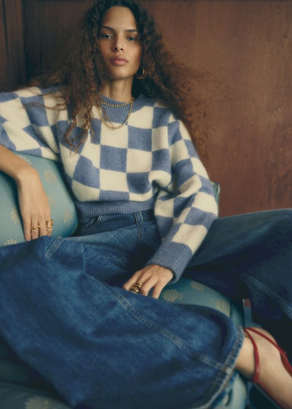 【新品】sezane セーター Thibault Sweater - Sézane x Antoinette Poisson - Blue Birds Print