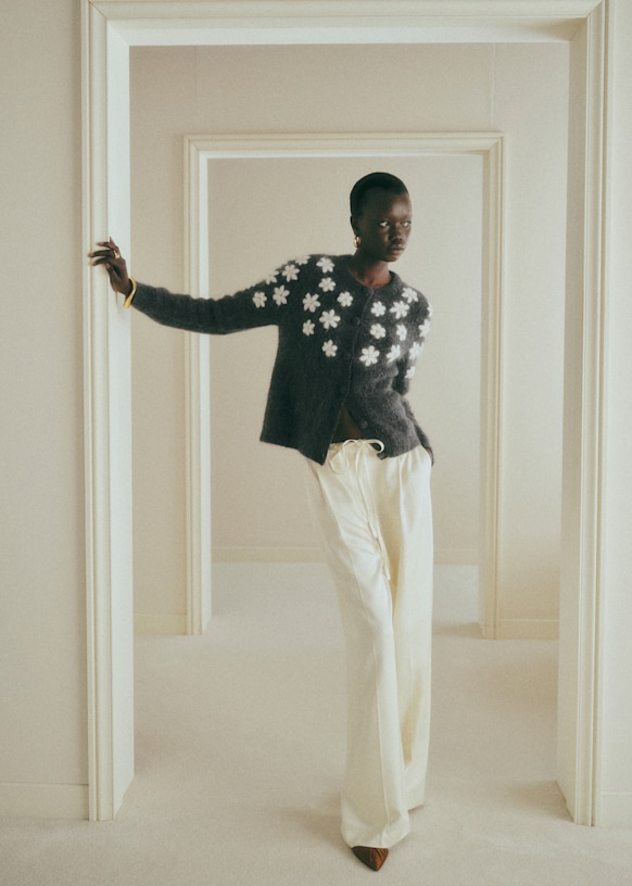 Andrew Cardigan - Perfect Green/ Ecru - Kid mohair - Sézane