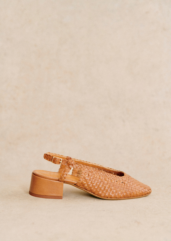 Noemie Heeled Pumps - Natural Heritage Braided Leather - Vegetable