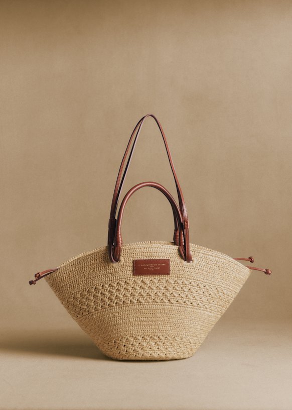 Justine Basket Bag - Natural Perforated Raffia - Raffia - Sézane