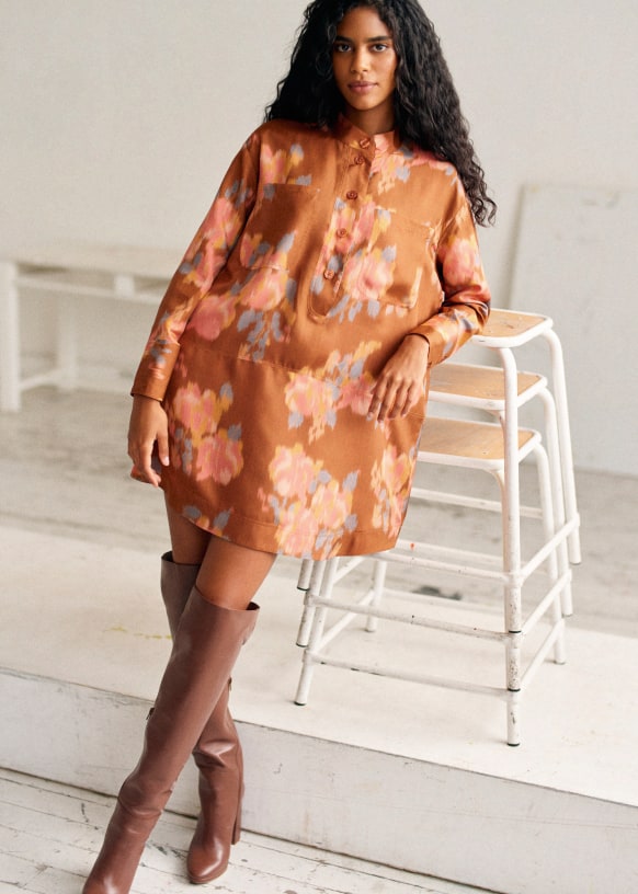 Salomé Dress - Light Camel - Goat leather - Sézane