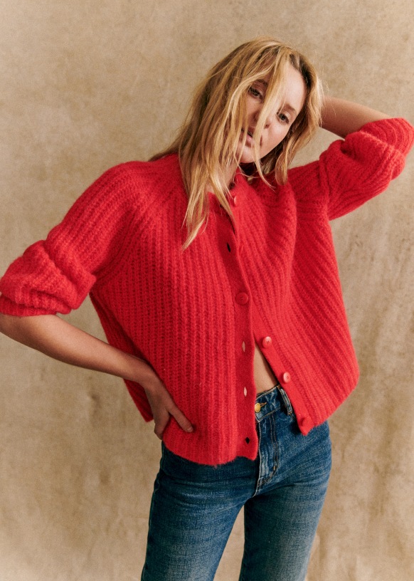 Current favorite sweater on rotation @sezane Sezane, winter outfit, knits,  winter knits, red outfit, red accessories, style inspo, dail
