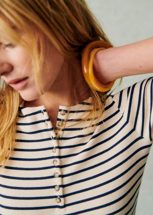 Theodora T-Shirt - Navy - Organic cotton - organic textile - Sézane