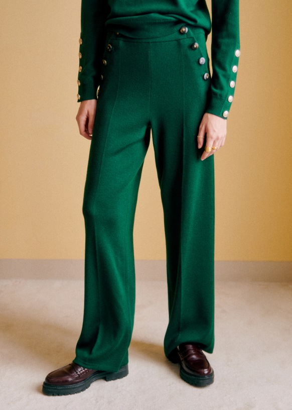 Buy Green Formal Pintuck Narrow Trousers Online - Aurelia