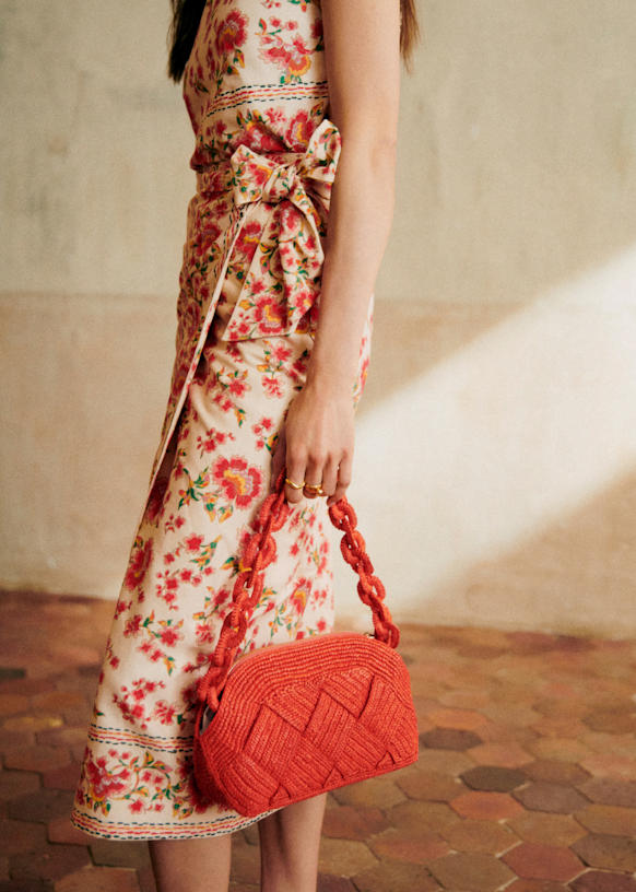 Manola Skirt - Fiori Rossi Print - Linen - Sézane