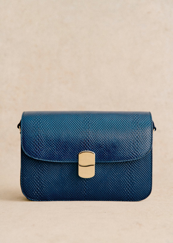 70s Blue Handbag Leather Vintage Handbag Wide Blue Bag Made -  UK