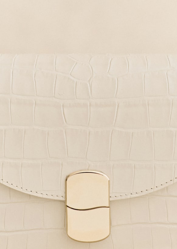Claude Bag - Ecru Croco Print - Crocodile-embossed cowhide