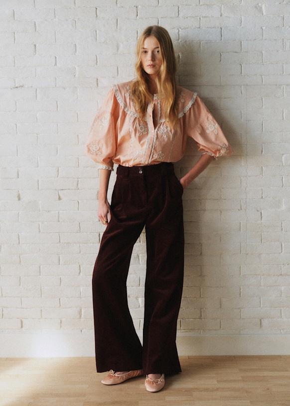 Orla シャツ - Sézane x SEA NY - コントラスト生成り刺繍 パステル