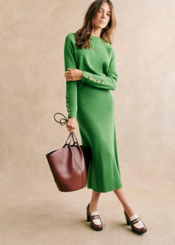 Zara - Large Woven Basket - Olive Green - Women