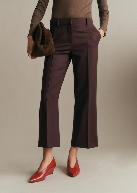 HERRI CROP Trousers - Dark Chocolate - Recycled polyester - Sézane