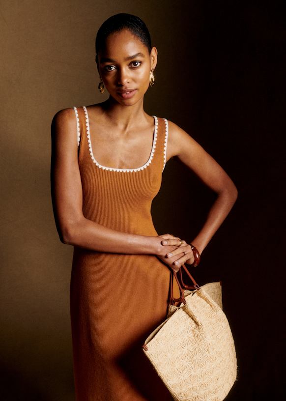 Iona Dress - Hazelnut / Ecru