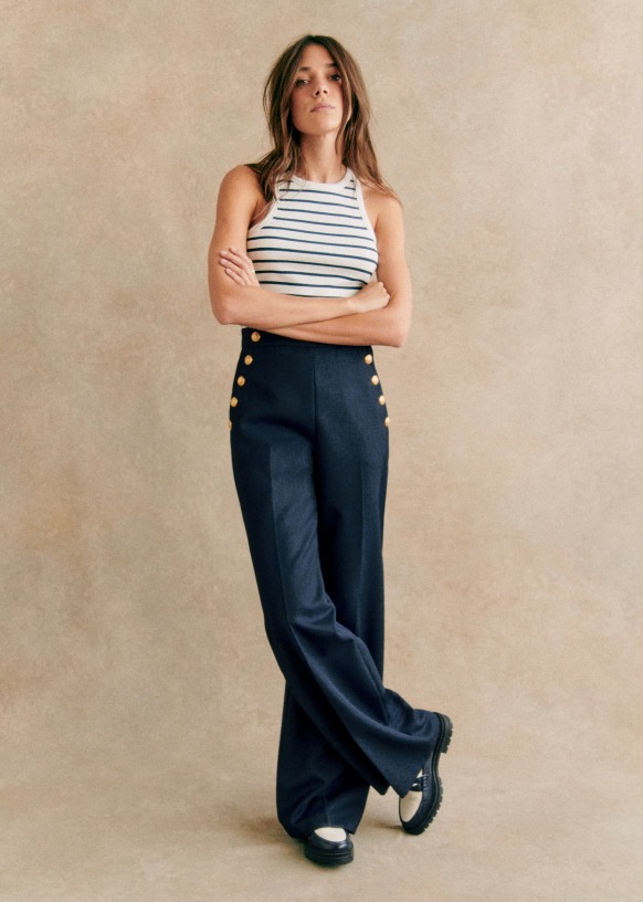 Margot High Waist Sailor Trousers in Stone Linen (Last Chance!) – Luxe  Provence