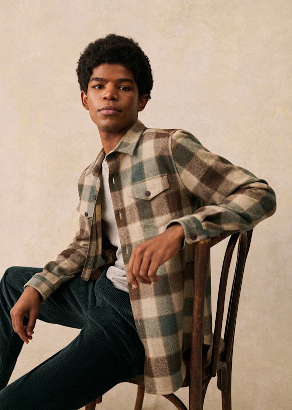 Ethan Checkered Shirt - Camel / Beige - Wool - Octobre Éditions