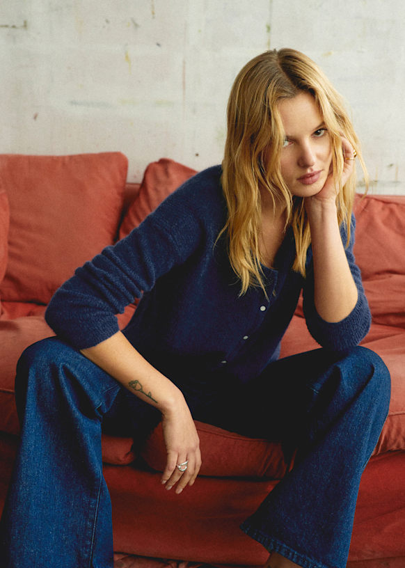 Gaspard Crop Cardigan - Ink Blue - Super kid mohair - Sézane