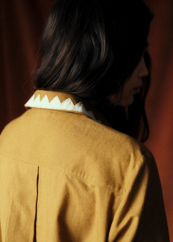 Jeanette Shirt - Sézane x Baziszt - Coffee with Floral Embroidery