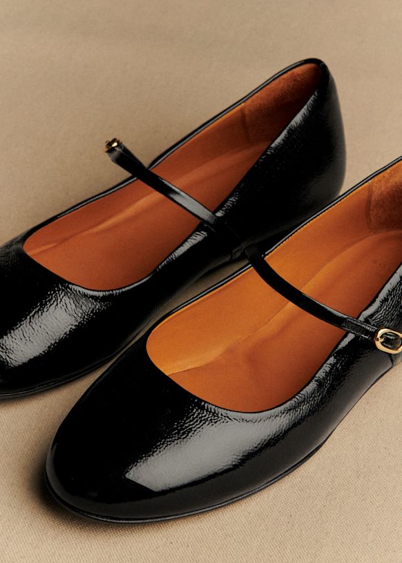 Ballerines Parlanti Vernis Noir - Femme Taille 36 - Cuir Plat