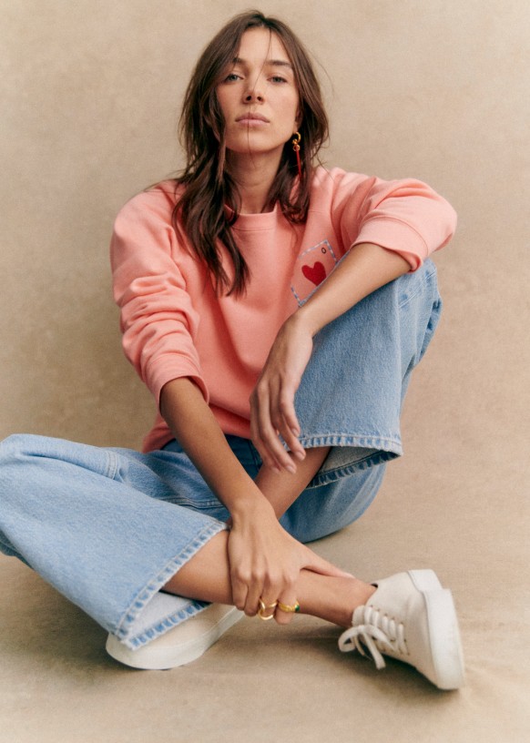 Sezane heart sweatshirt hotsell