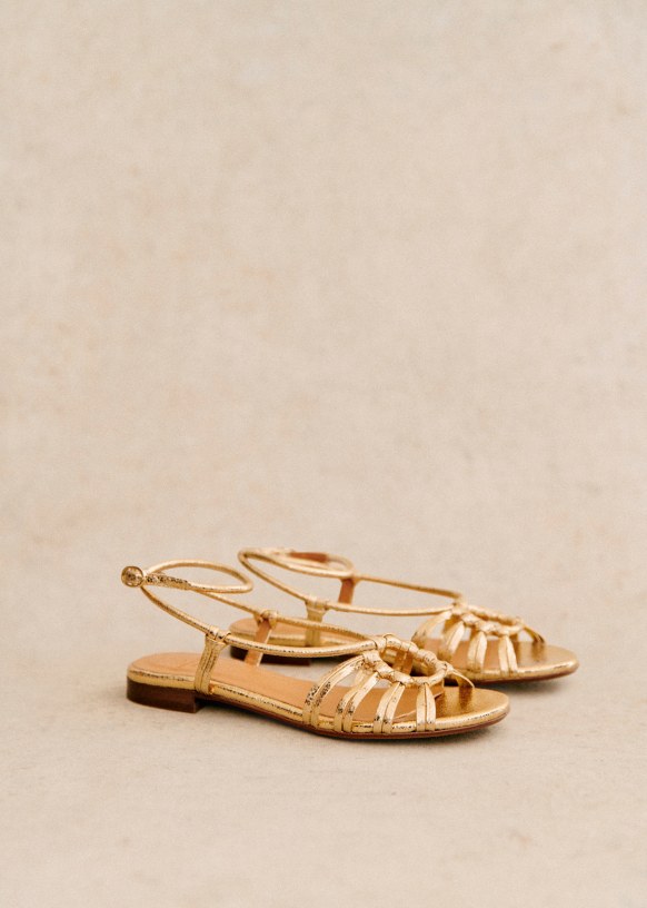 Low Gloria Sandals - Smooth Gold - Goat Leather - Sézane