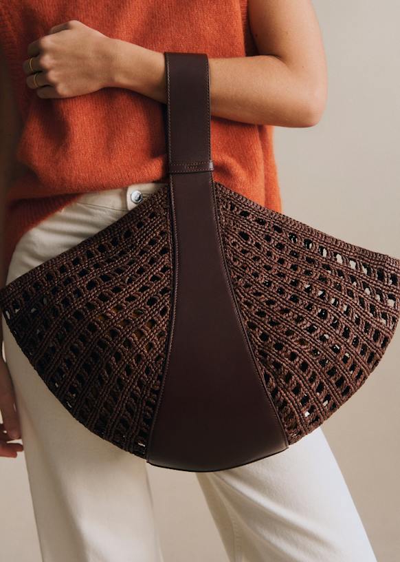 Cleo バスケット - ラフィア チョコ - ラフィア - Sézane