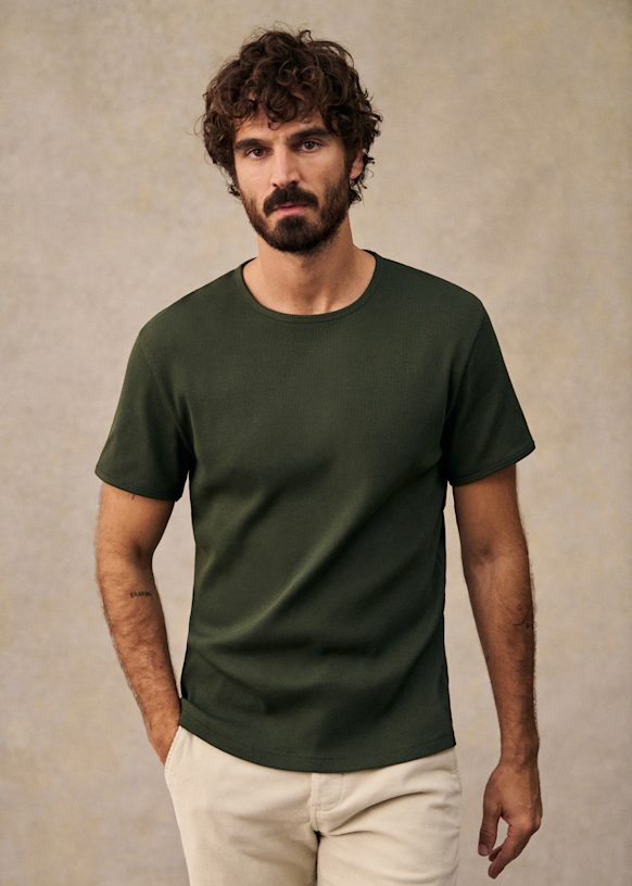 Austin Tシャツ - カーキ - オーガニックコットン - Sézane