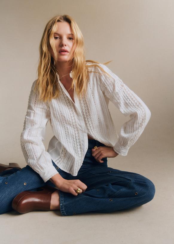 Marilou Shirt - Plain Ecru Embroidery - Organic Cotton - Sézane