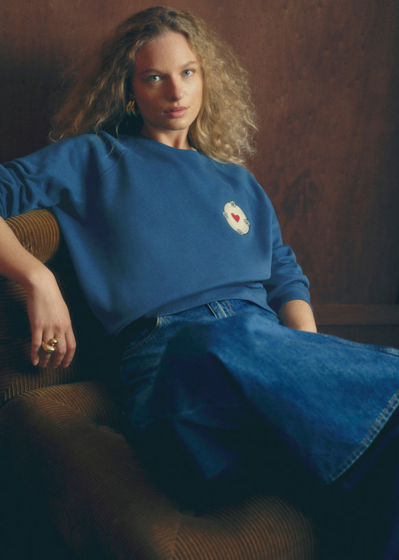 Heart Sweatshirt - Sézane x Antoinette Poisson - Peacock Blue